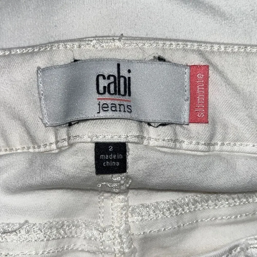 CAbi Slimmie White Denim Jean‎ Pant Size 2 #5088